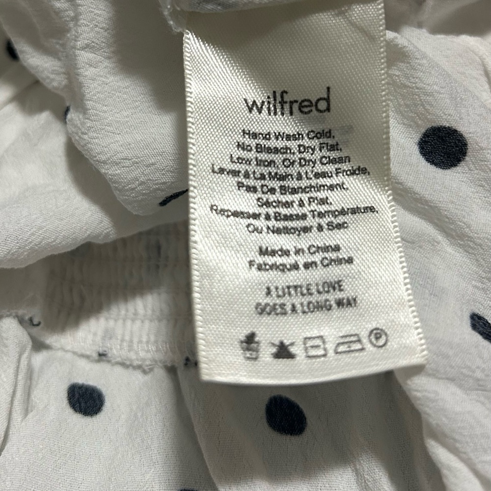 Aritzia - Wilfred White and Black Polka Dot Bow Blouse - Picture 7 of 7